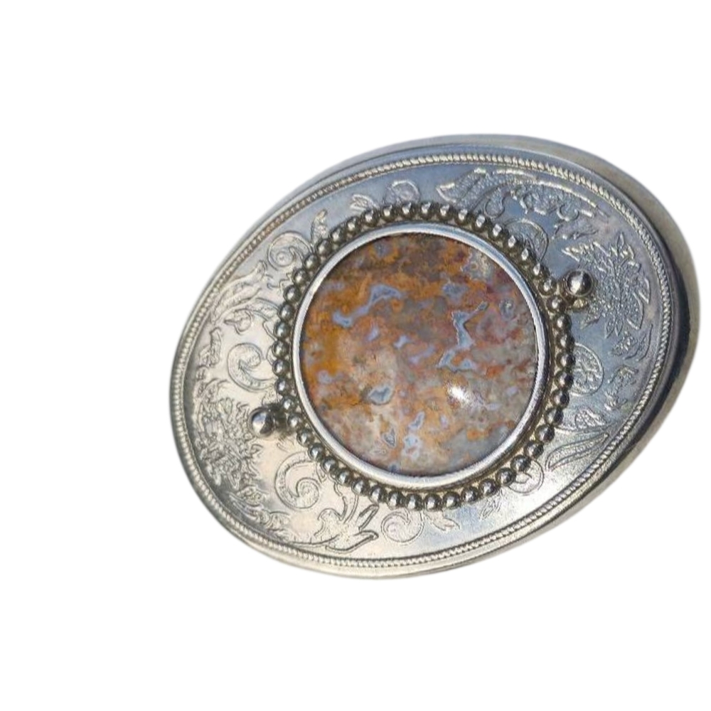 Silver and Brown Belt Buckle
